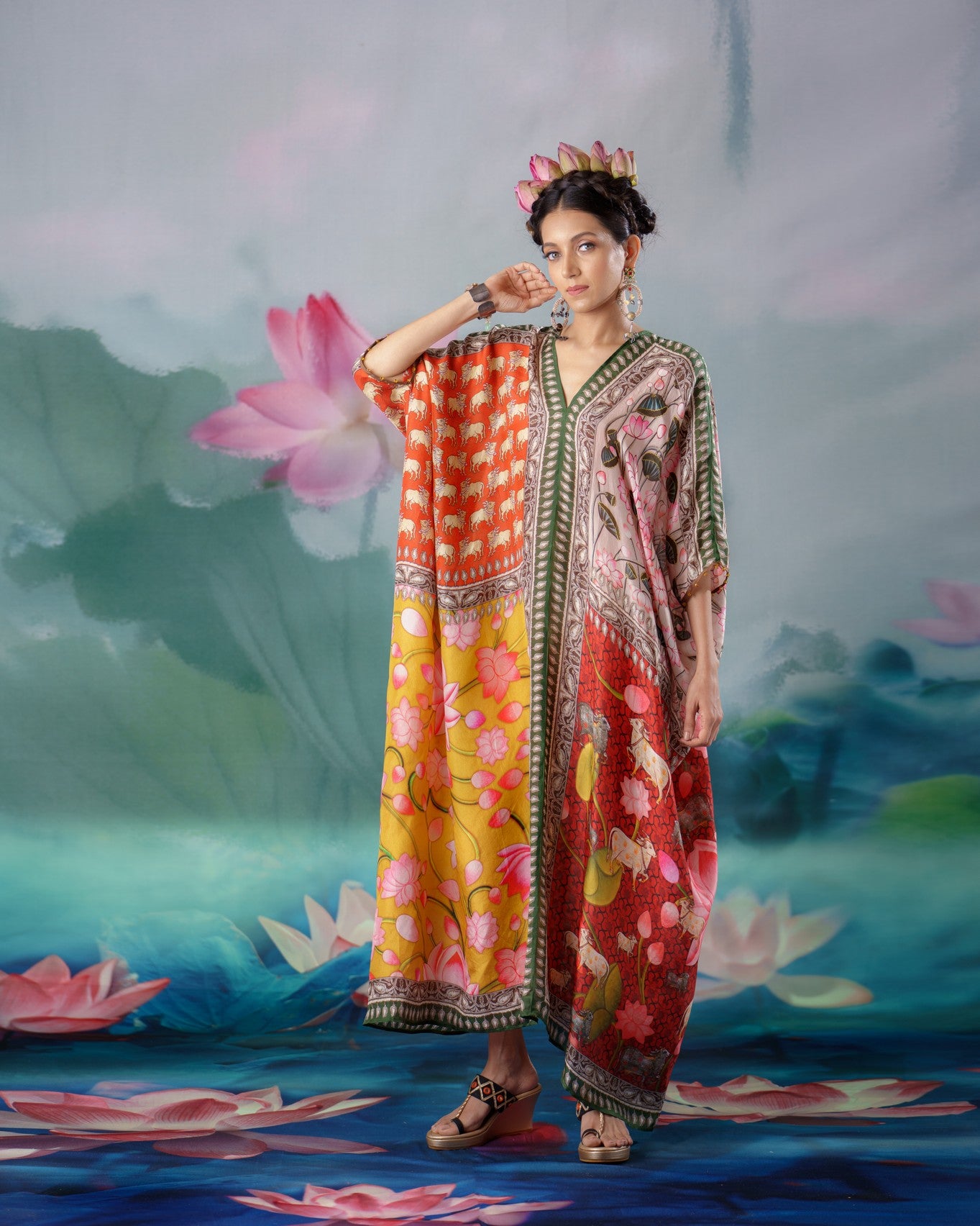 Pichwai : Majida - Red/Mustard