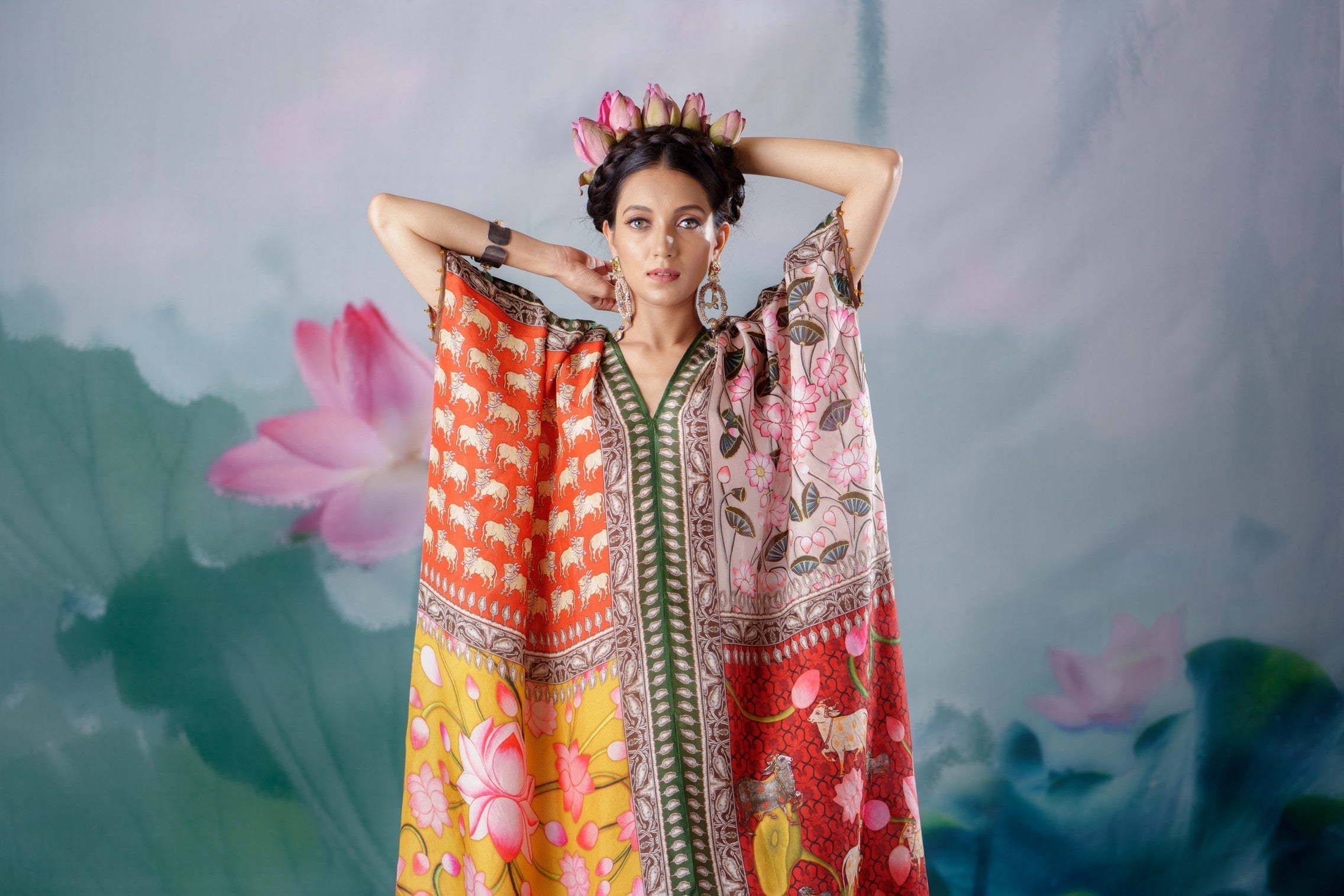 Pichwai : Majida - Red/Mustard