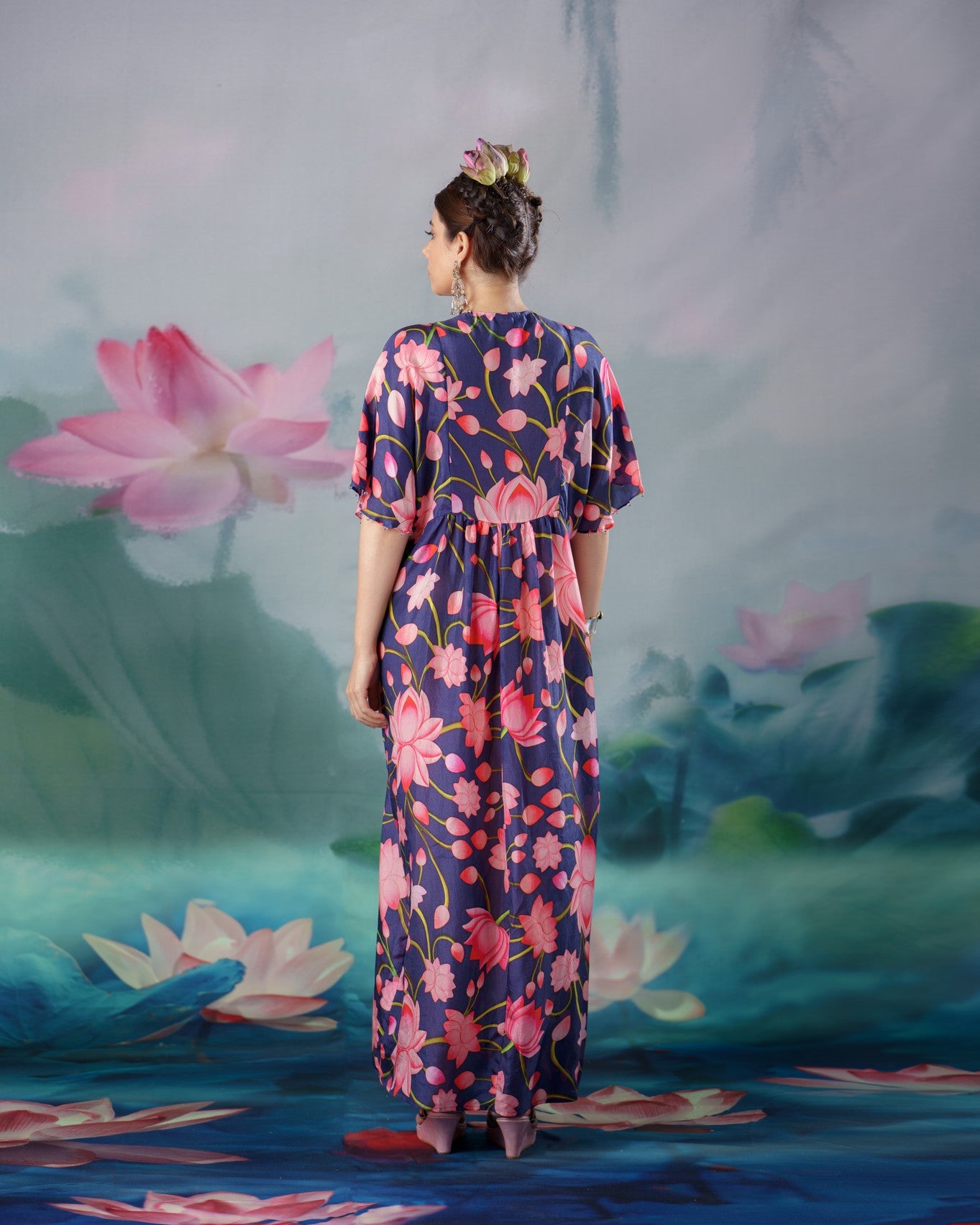 Pichwai : Kusum - Navy