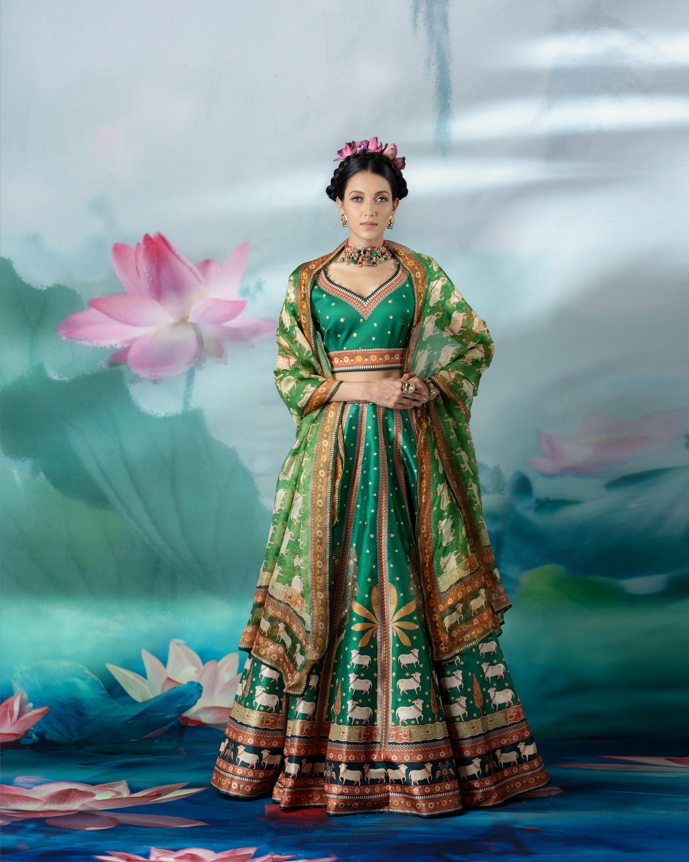 Pichwai : Leela - Emerald