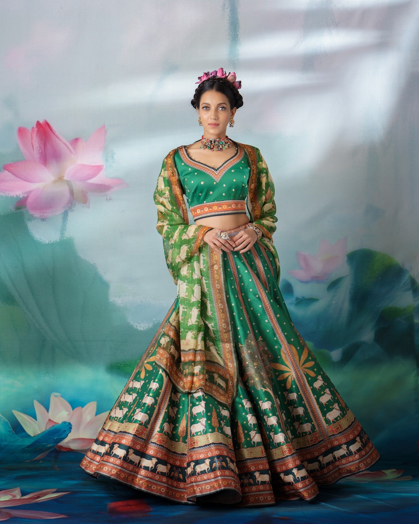 Pichwai : Leela - Emerald