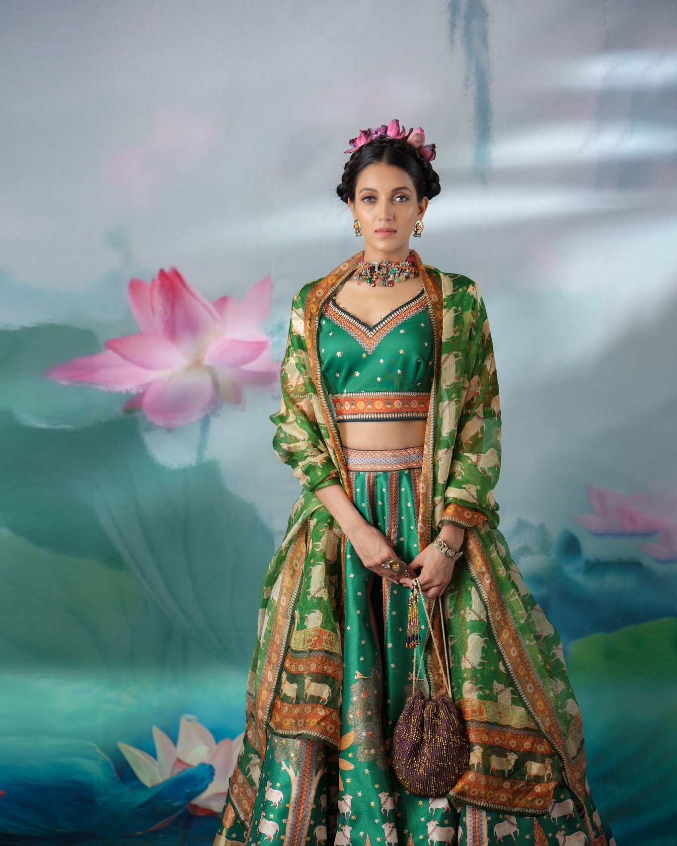 Pichwai : Leela - Emerald
