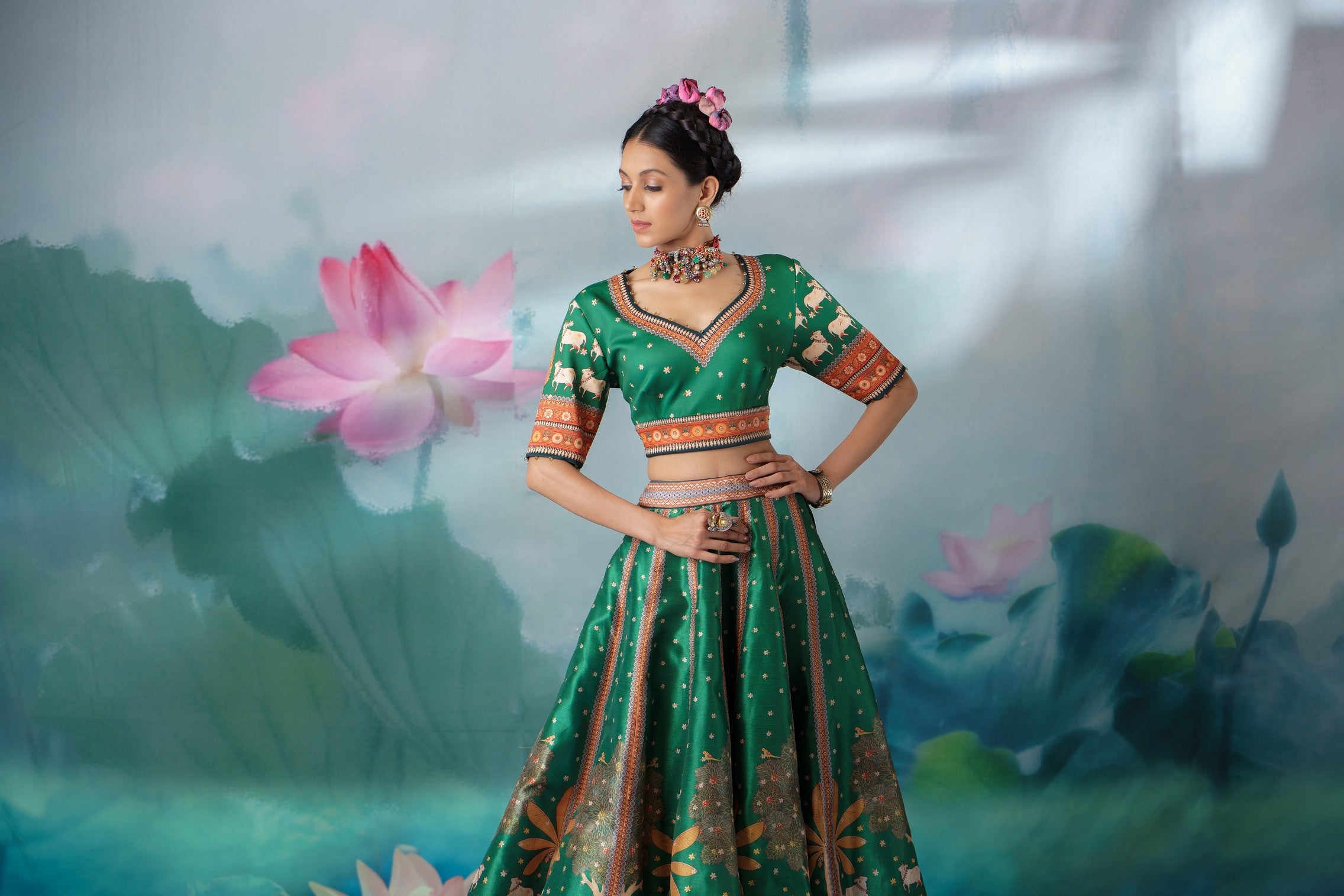 Pichwai : Leela - Emerald