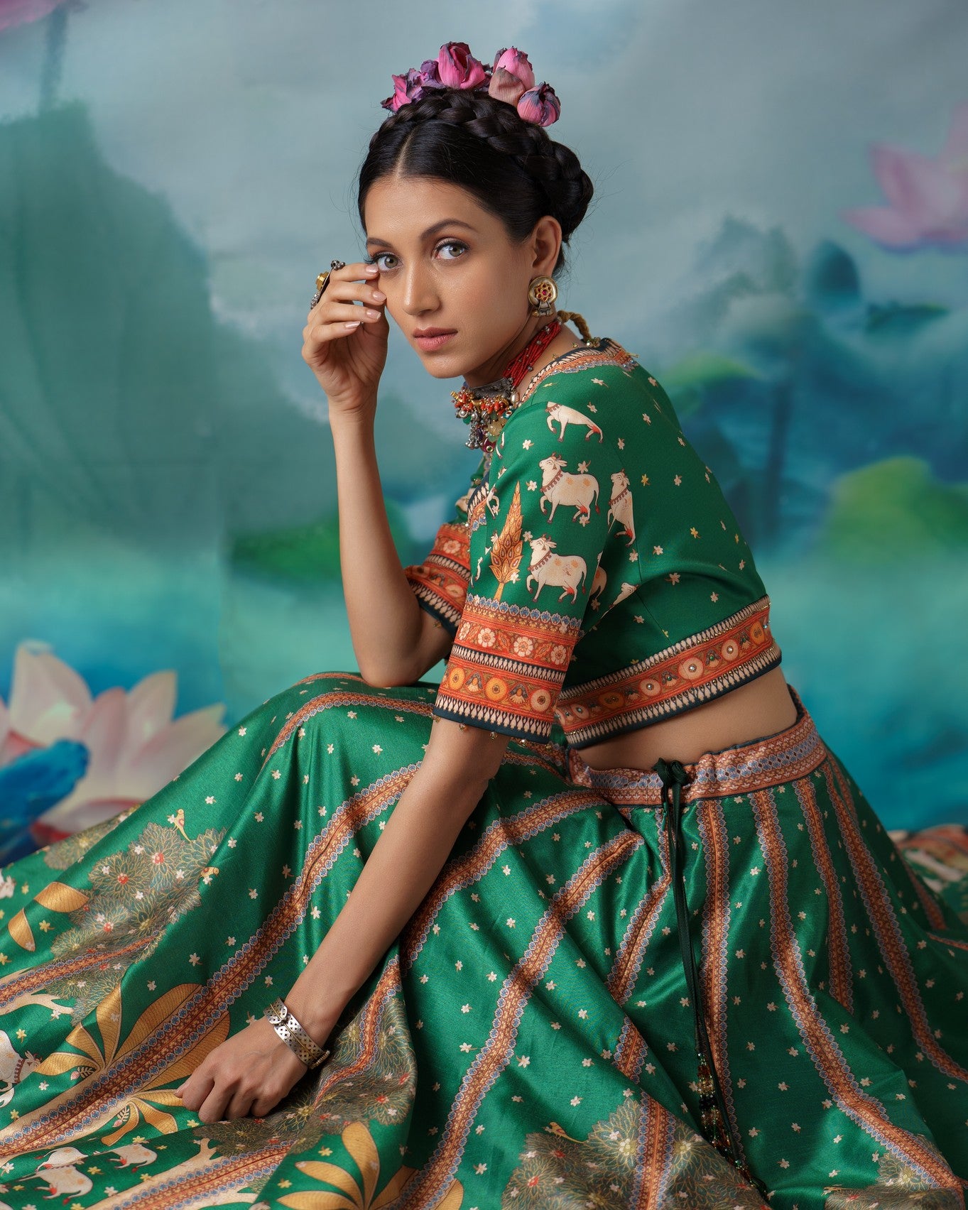 Pichwai : Leela - Emerald