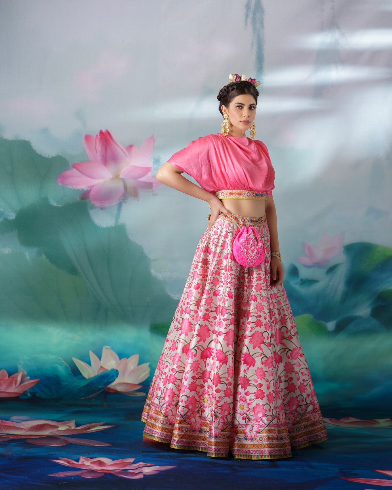 Pichwai : Varsha Leela - Pink/Beige