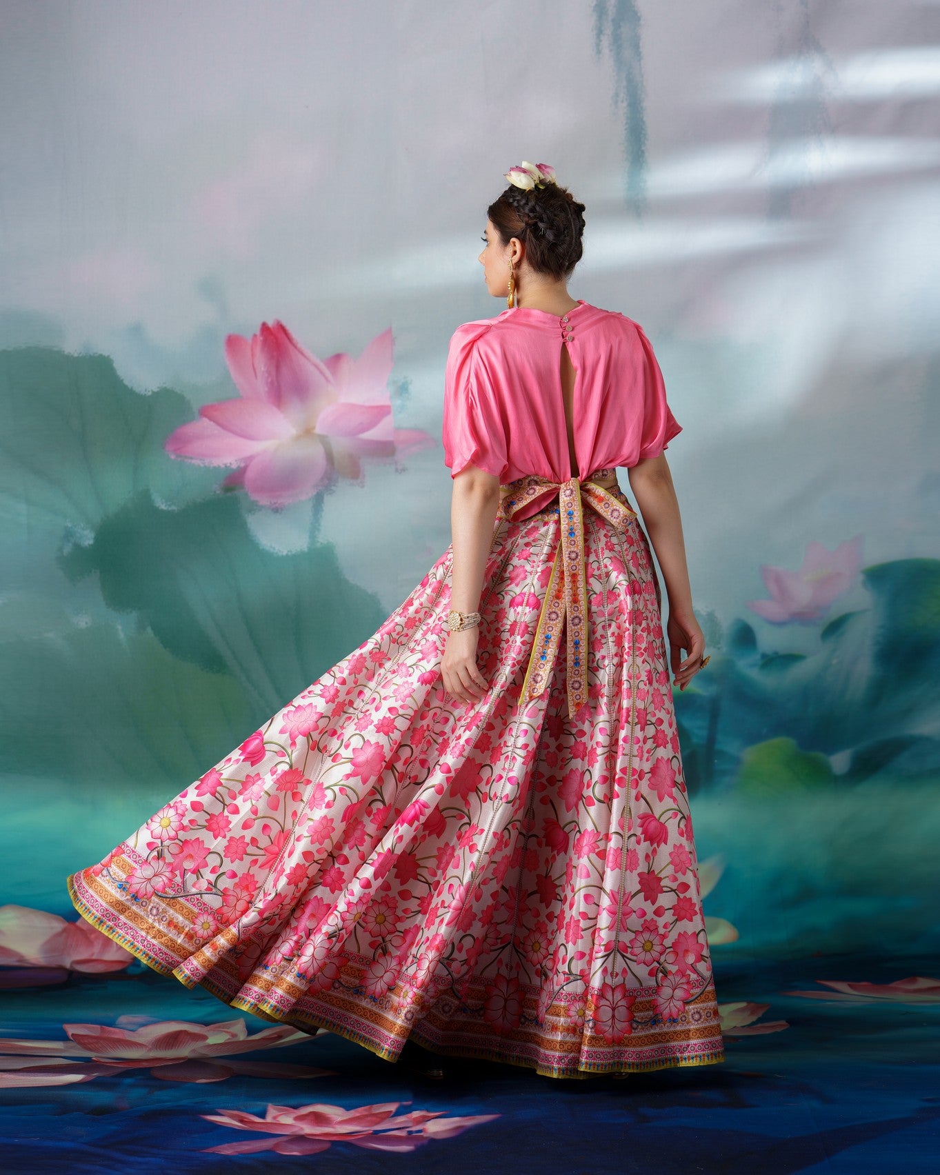 Pichwai : Varsha Leela - Pink/Beige