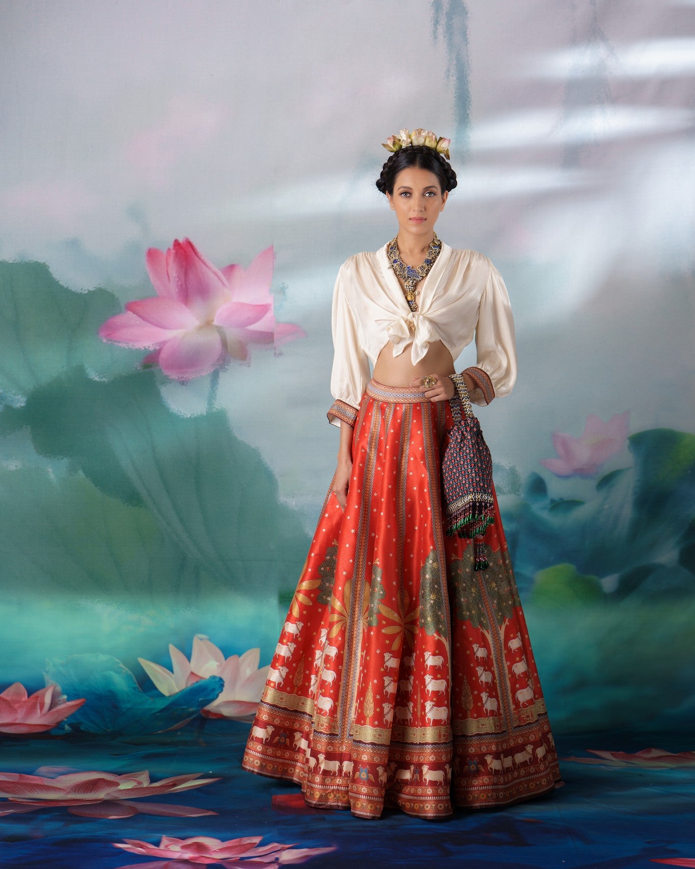 Pichwai : Rubali Leela - Ivory/Rust
