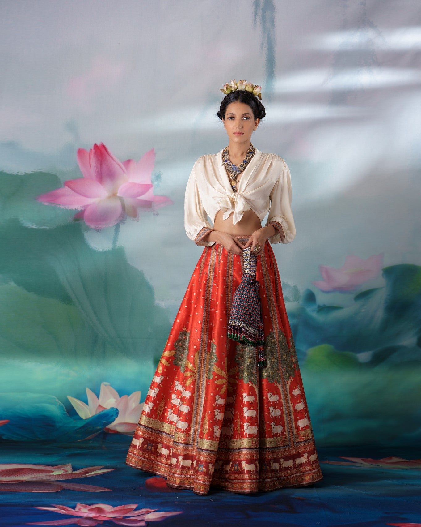 Pichwai : Rubali Leela - Ivory/Rust