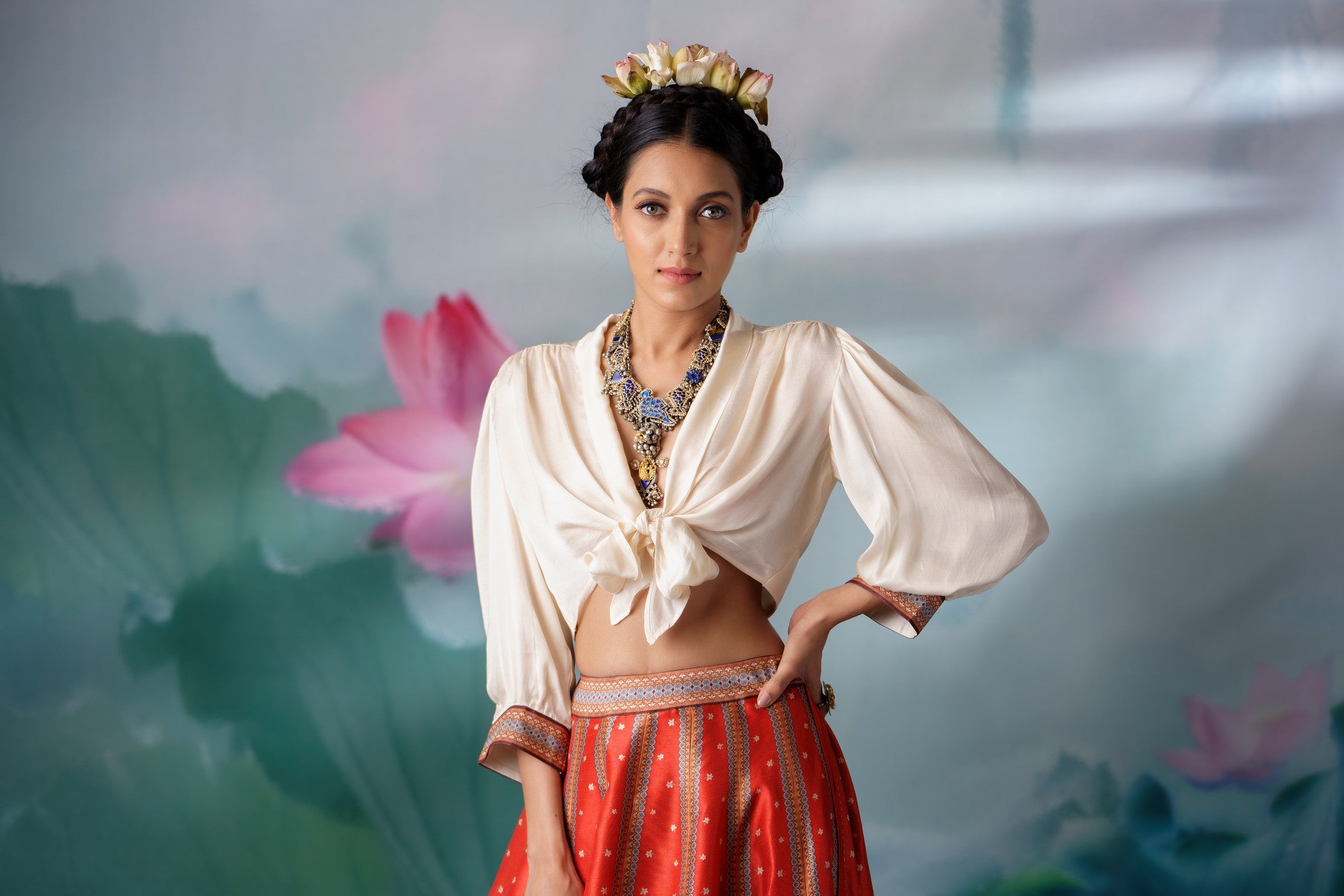 Pichwai : Rubali Leela - Ivory/Rust