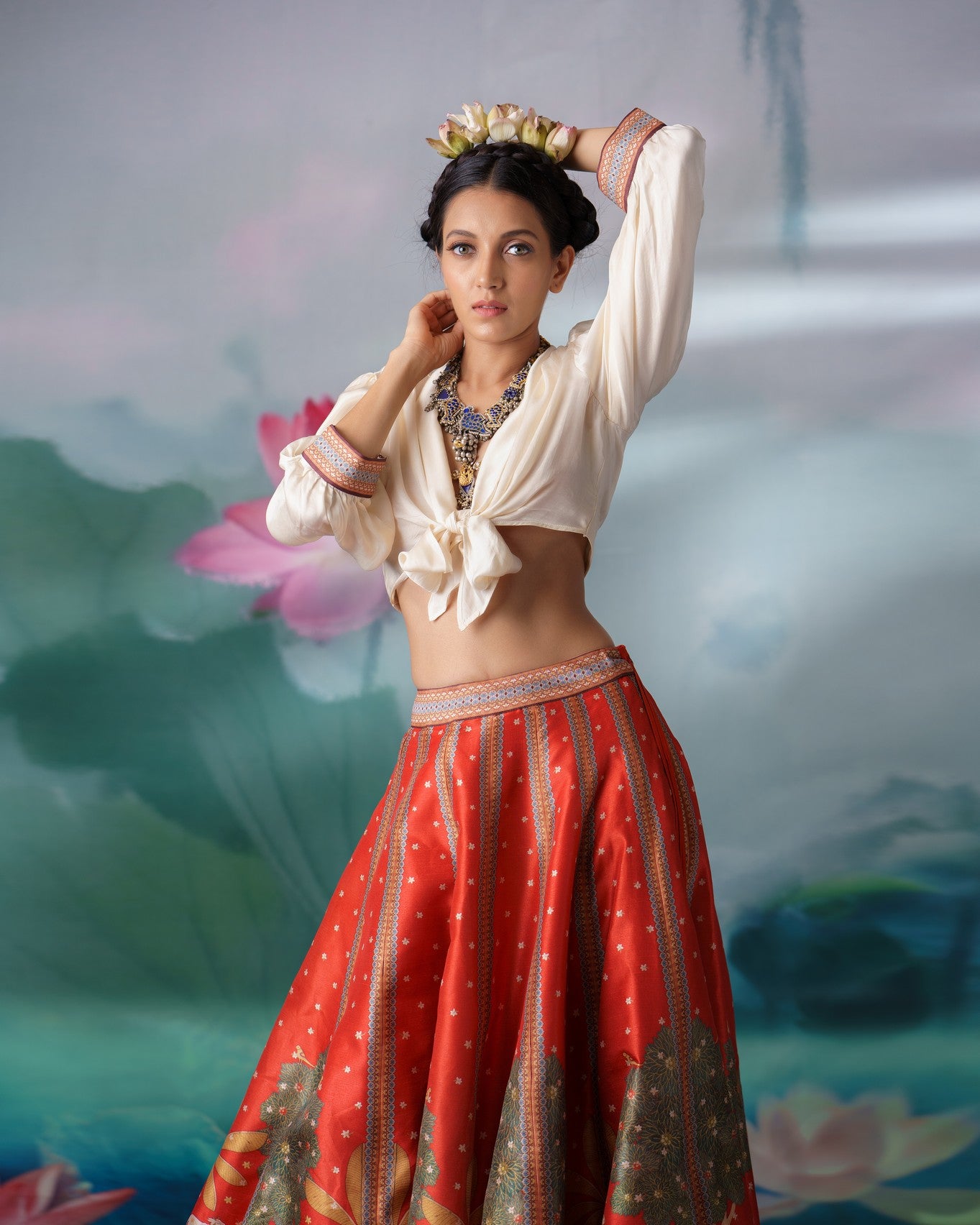 Pichwai : Rubali Leela - Ivory/Rust