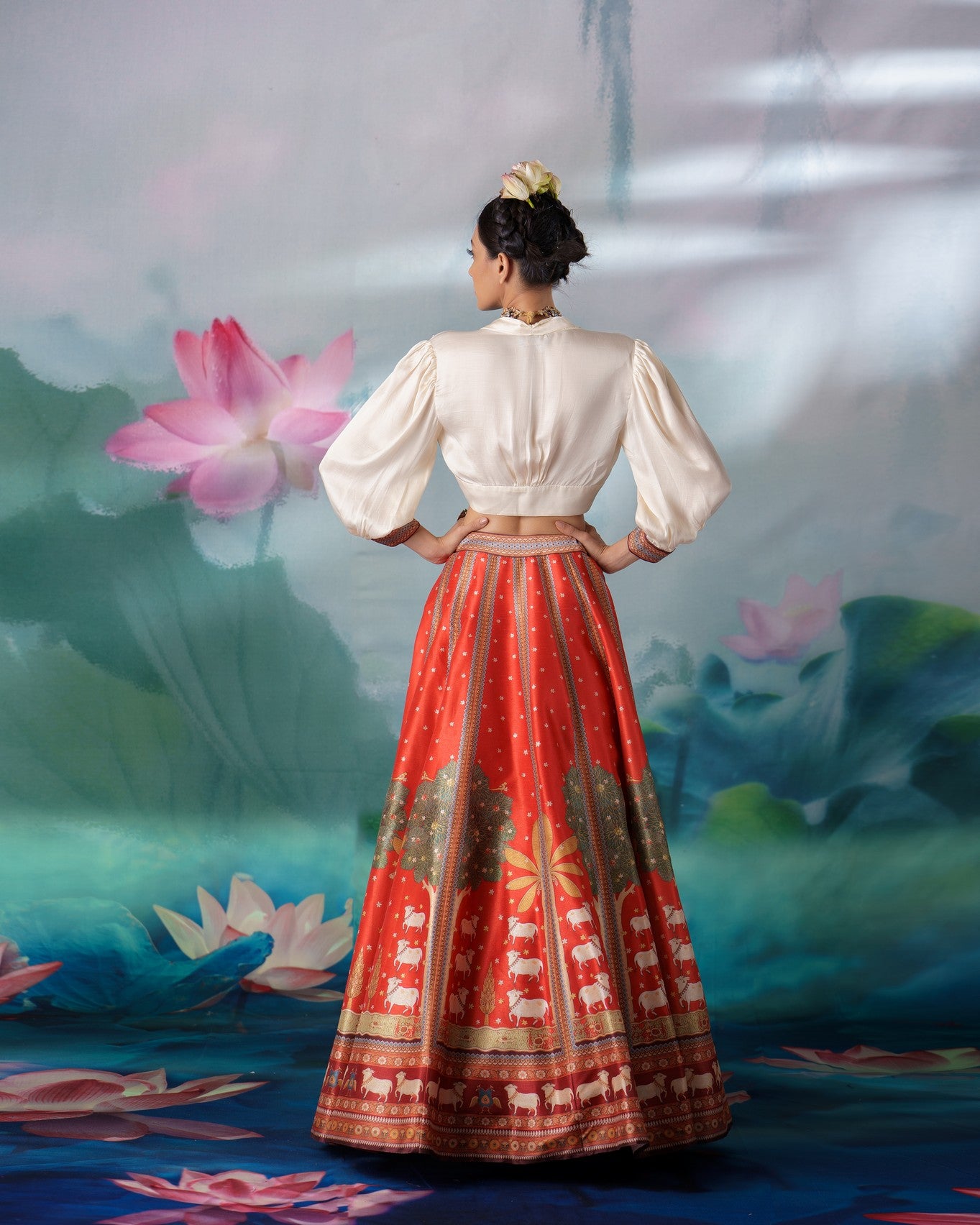 Pichwai : Rubali Leela - Ivory/Rust
