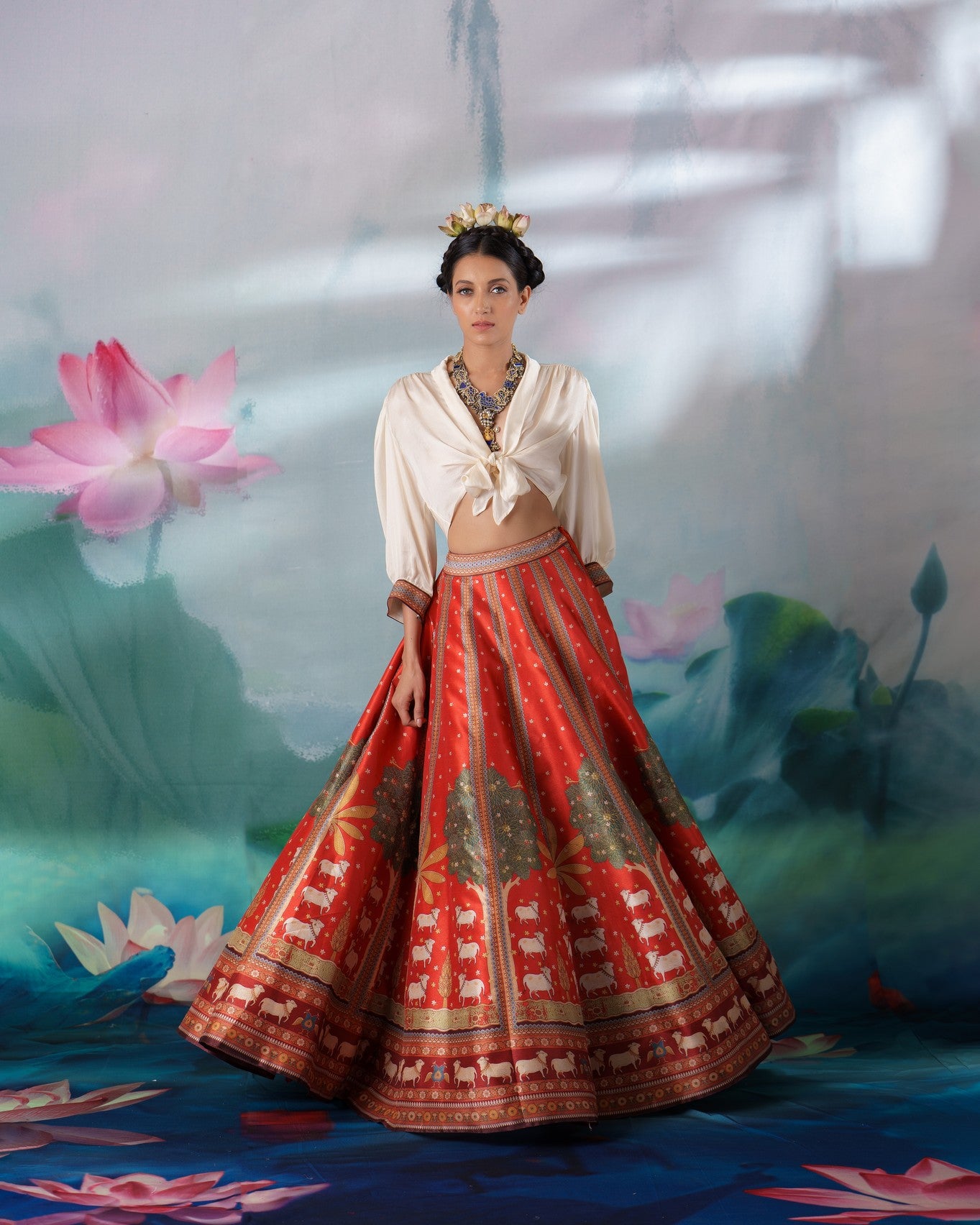 Pichwai : Rubali Leela - Ivory/Rust
