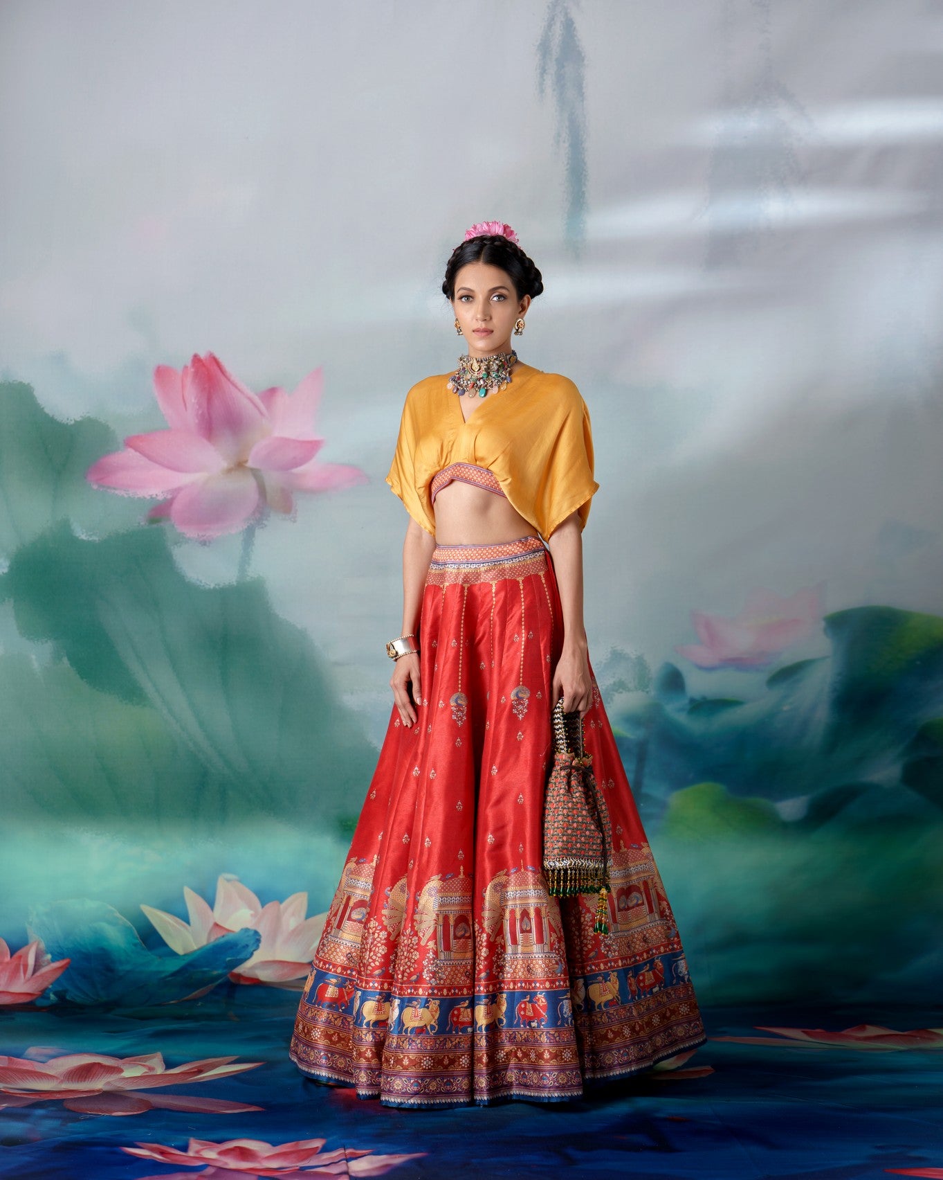 Pichwai : Neerja Leela - Mustard/Red