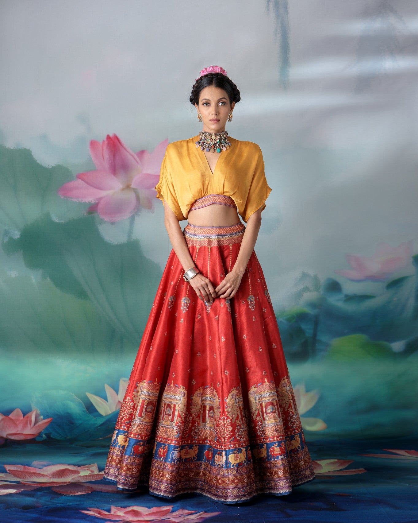Pichwai : Neerja Leela - Mustard/Red