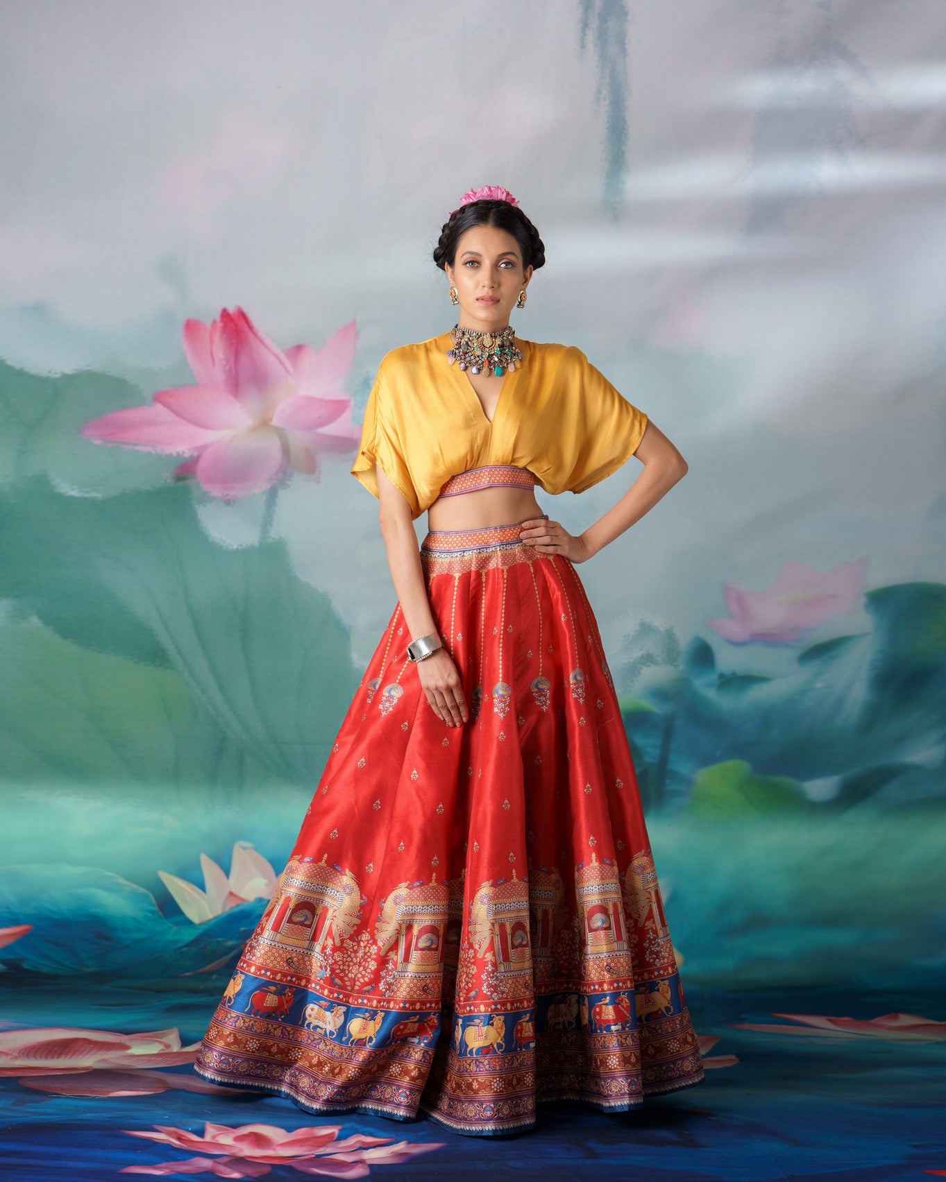 Pichwai : Neerja Leela - Mustard/Red