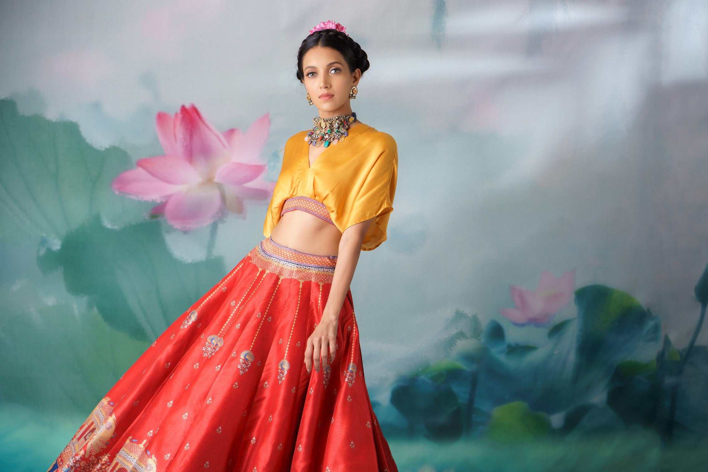 Pichwai : Neerja Leela - Mustard/Red
