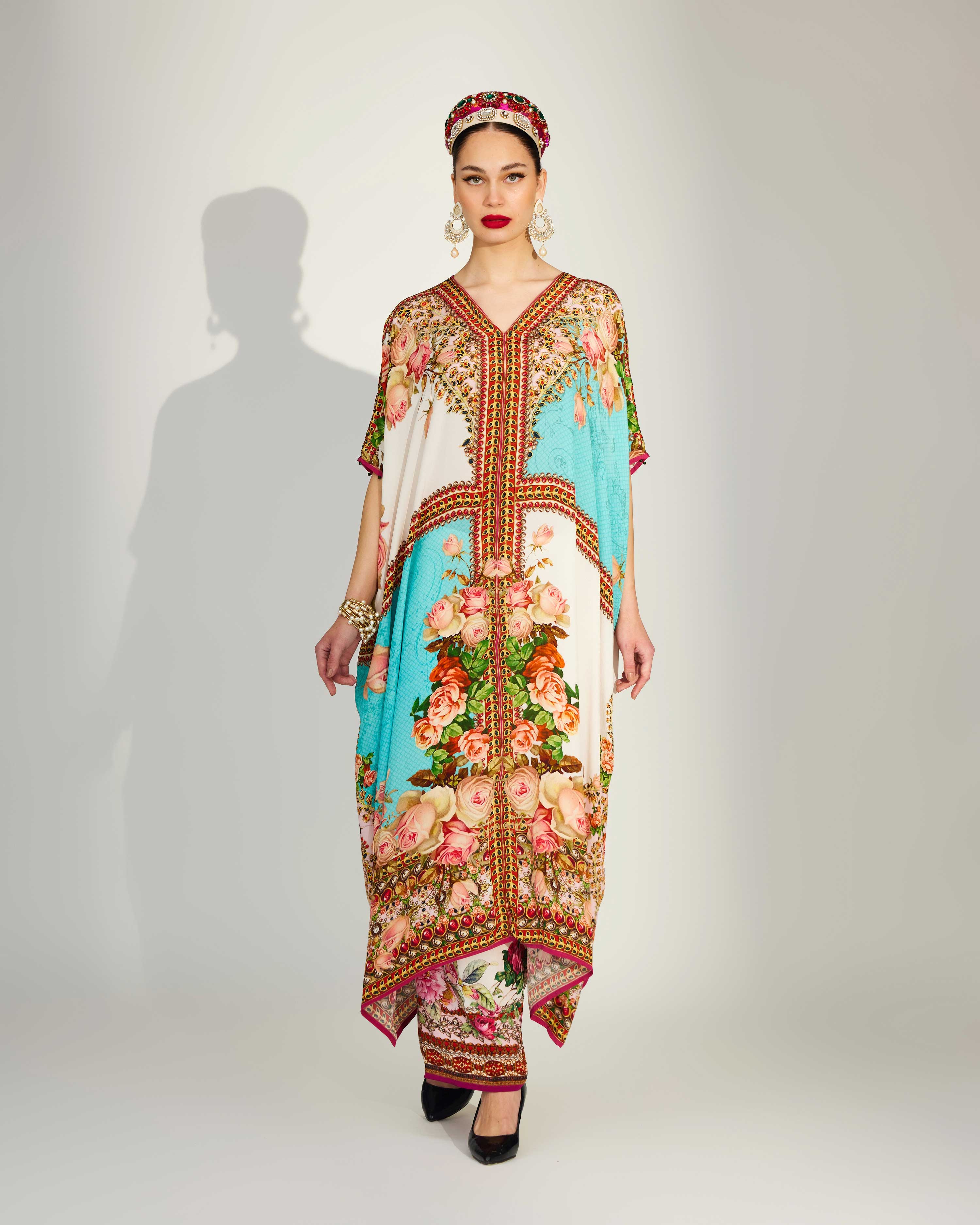 Pakeezah : Majida - Turquoise/White