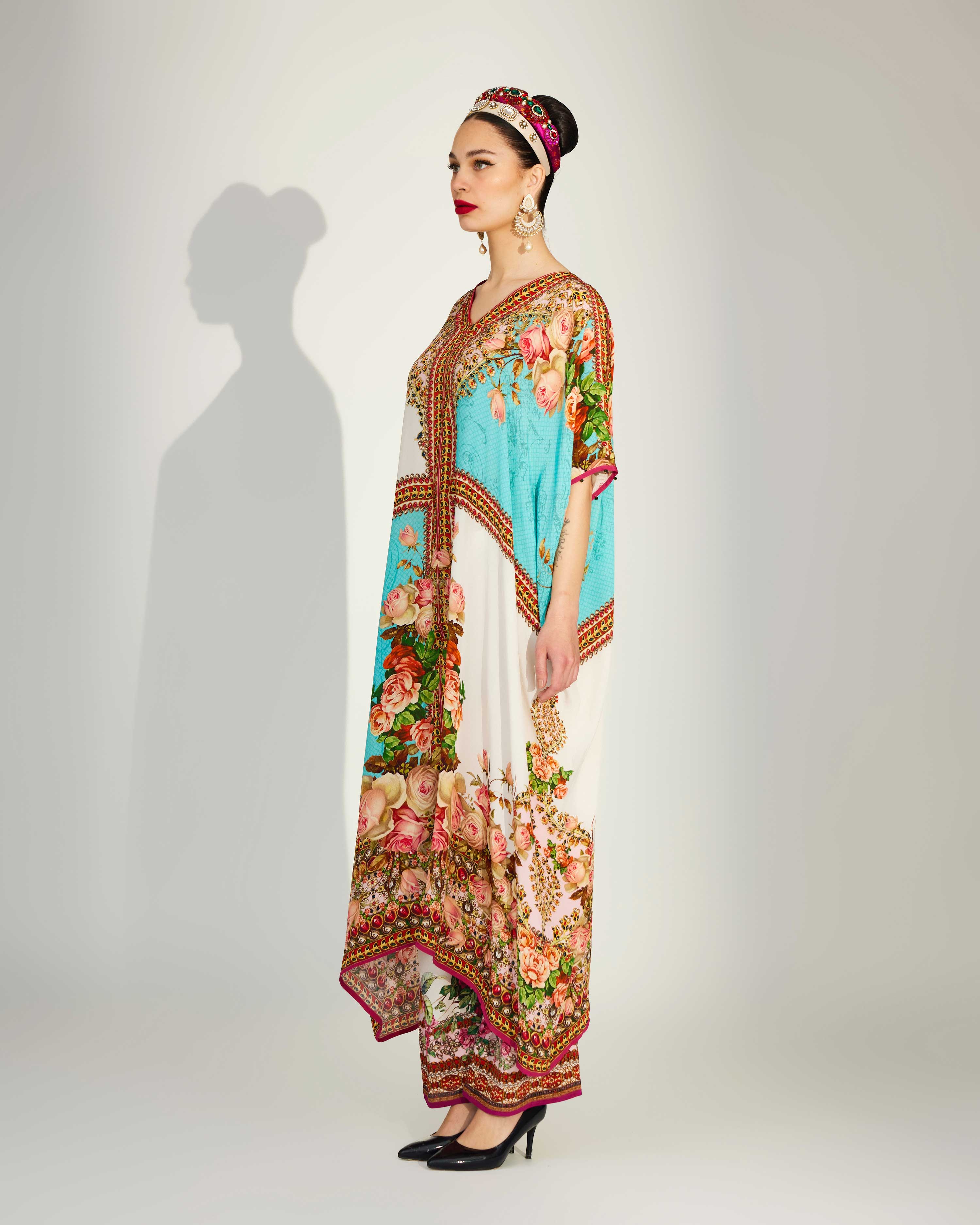 Pakeezah : Majida - Turquoise/White