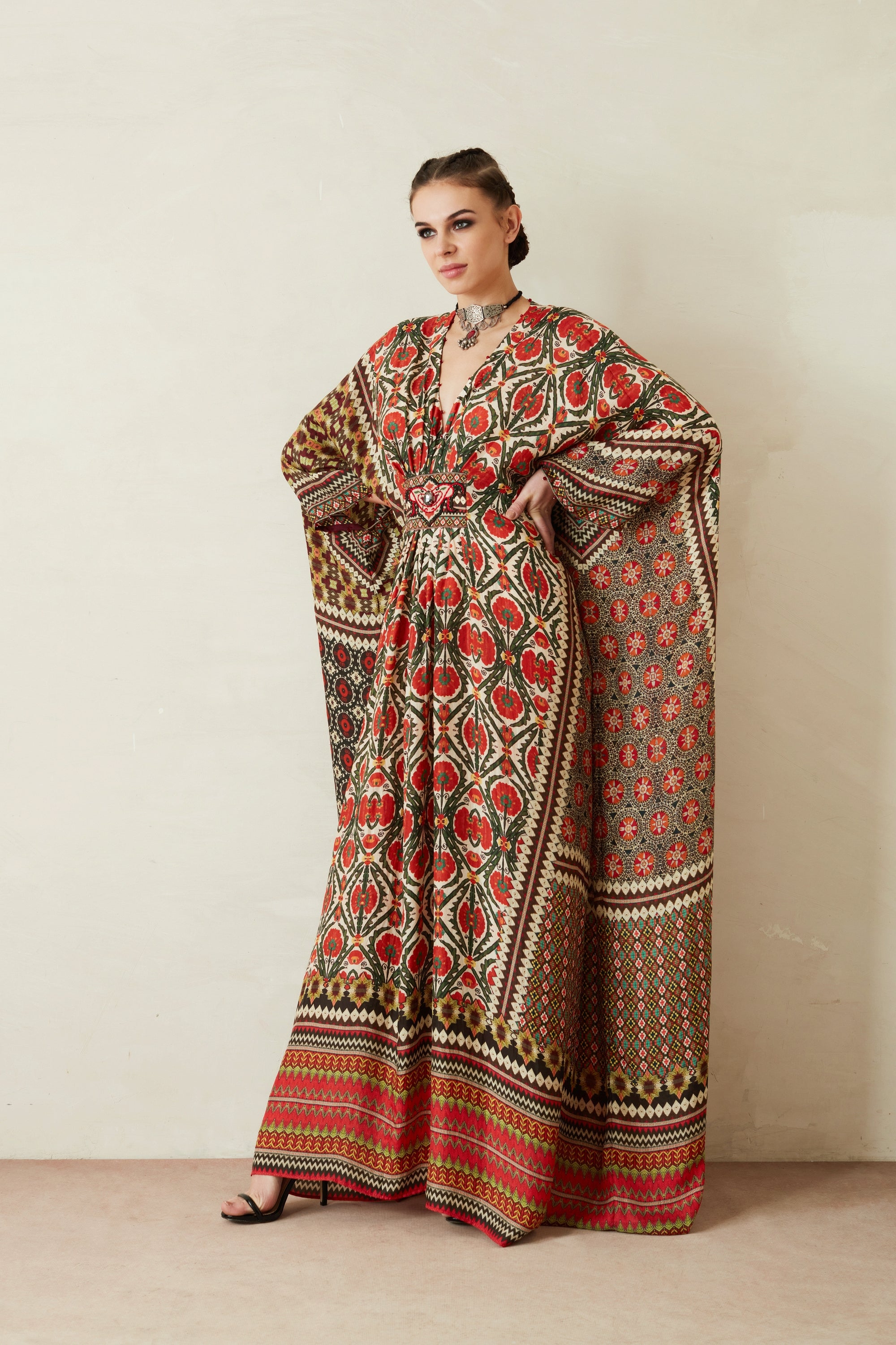 Bagru : Imama - Beige/Maroon